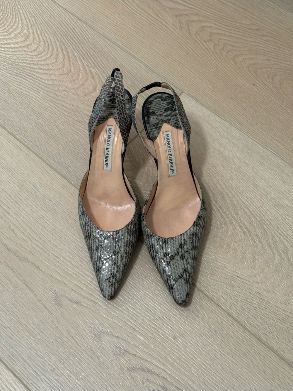 Vintage Manolo Blahnik Snakeskin Slingback Pumps Heels EU 42 Y2K